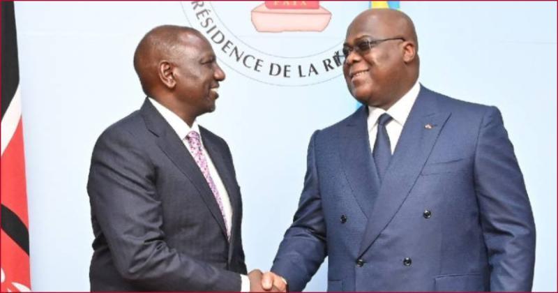 Kenya's President William Ruto with his DR Congolese counterpart Felix Tshisekedi Tshilombo.